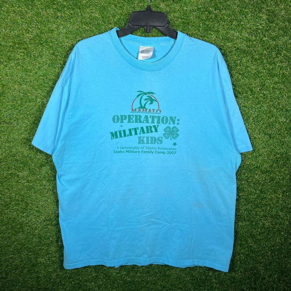 Port and Company Mens XL Light Blue Operation Military Kids 2007 4-H T-Shirt